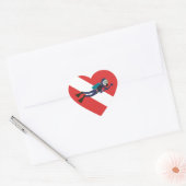 SCHATTIGEE GRAPPIGE SCUBA-DUIKER MET ROOD DUIKVLAG HART STICKER (Envelop)