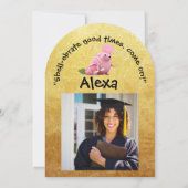 Schattigee Grappige Snail Foto Afstudeerfeest Kaart (Achterkant)