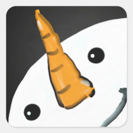 Schattigee grappige sneeuwman lachend gezicht kers vierkante sticker