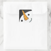 Schattigee grappige sneeuwman lachend gezicht kers vierkante sticker (Tas)