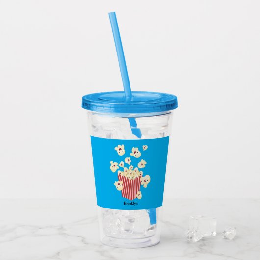 Schattigee grappige springen popcorn cartoon acryl drinkbeker (Voorkant ijs)