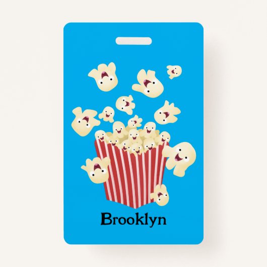 Schattigee grappige springen popcorn cartoon badge (Voorkant)
