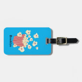 Schattigee grappige springen popcorn cartoon bagagelabel (Voorkant horizontaal)