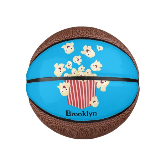 Schattigee grappige springen popcorn cartoon basketbal (Voorkant)