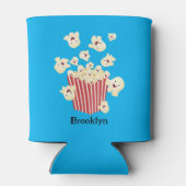 Schattigee grappige springen popcorn cartoon blikjeskoeler (Achterkant)