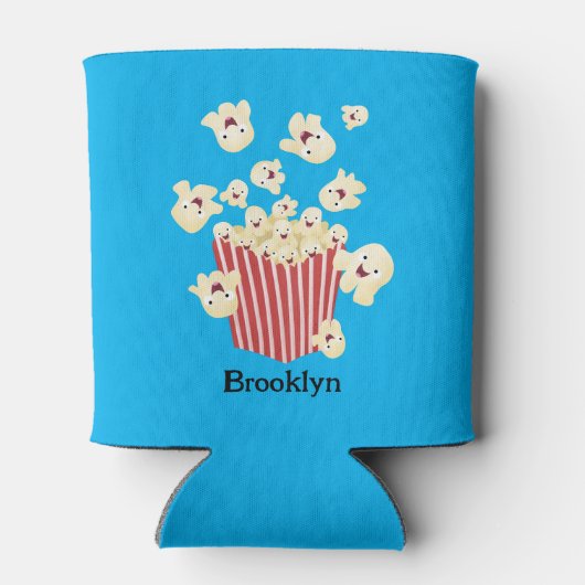 Schattigee grappige springen popcorn cartoon blikjeskoeler (Achterkant)