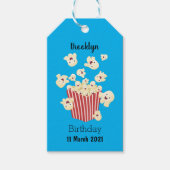 Schattigee grappige springen popcorn cartoon cadeaulabel (Voorkant)