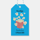Schattigee grappige springen popcorn cartoon cadeaulabel (Achterkant)