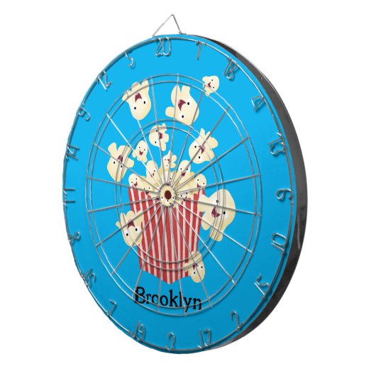 Schattigee grappige springen popcorn cartoon dartbord (Voorkant Rechts)