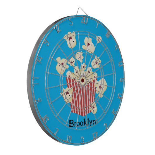 Schattigee grappige springen popcorn cartoon dartbord (Voorkant Links)