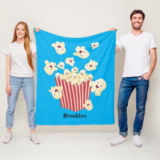 Schattigee grappige springen popcorn cartoon fleece deken (In situ)