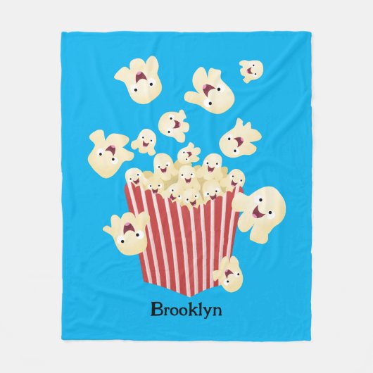 Schattigee grappige springen popcorn cartoon fleece deken (Voorkant)