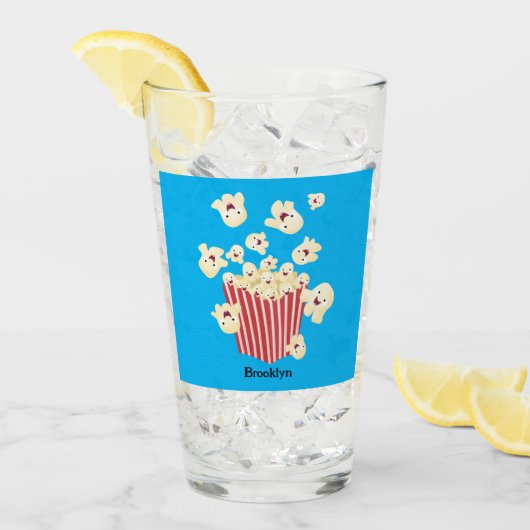 Schattigee grappige springen popcorn cartoon glas (Voorkant ijs)