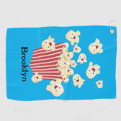 Schattigee grappige springen popcorn cartoon golfhanddoek (Horizontaal)