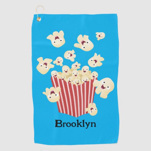 Schattigee grappige springen popcorn cartoon golfhanddoek (Voorkant)