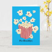 Schattigee grappige springen popcorn cartoon kaart (Gele Bloem)