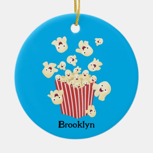 Schattigee grappige springen popcorn cartoon keramisch ornament (Voorkant)