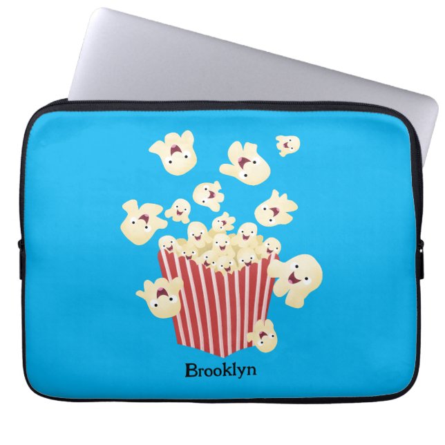 Schattigee grappige springen popcorn cartoon laptop sleeve (Voorkant)