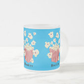 Schattigee grappige springen popcorn cartoon matglas koffiemok (Voorkant rechts)