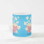 Schattigee grappige springen popcorn cartoon matglas koffiemok (Voorkant links)