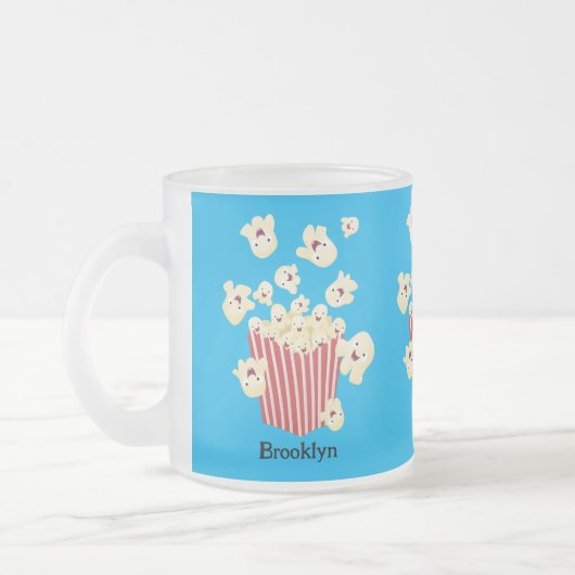 Schattigee grappige springen popcorn cartoon matglas koffiemok (Links)