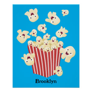 Schattigee grappige springen popcorn cartoon perfect poster