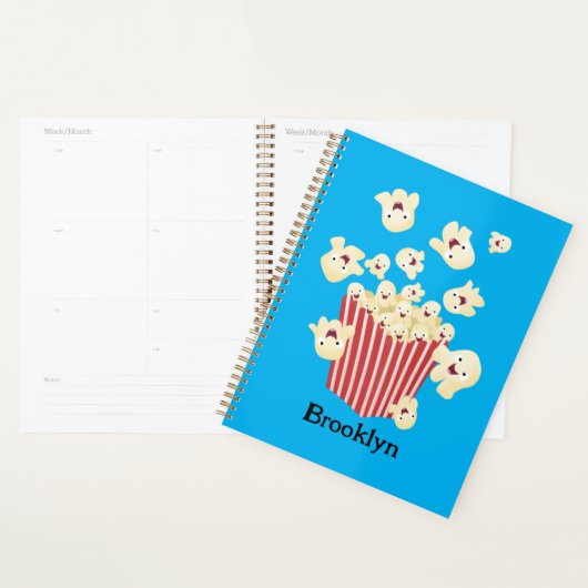Schattigee grappige springen popcorn cartoon planner (Display)