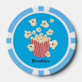Schattigee grappige springen popcorn cartoon poker chips (Voorkant)