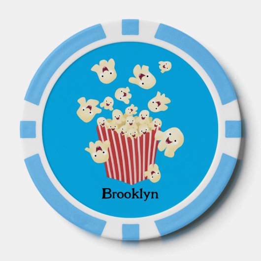 Schattigee grappige springen popcorn cartoon poker chips (Voorkant)