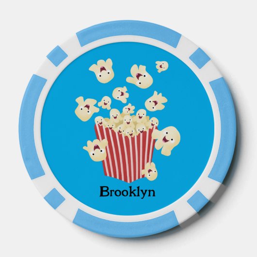 Schattigee grappige springen popcorn cartoon poker chips (Achterkant)