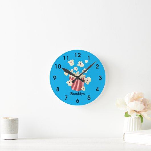 Schattigee grappige springen popcorn cartoon ronde klok (Huis)