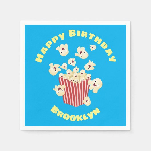 Schattigee grappige springen popcorn cartoon servet (Voorkant)