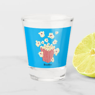 Schattigee grappige springen popcorn cartoon shot glas