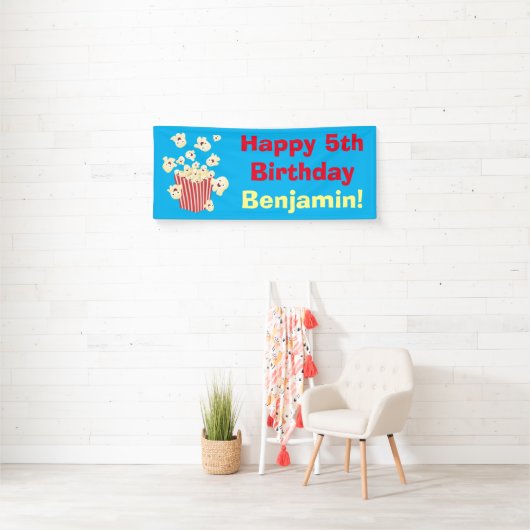 Schattigee grappige springen popcorn cartoon spandoek (Insitu)