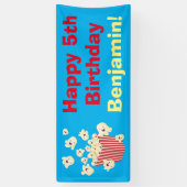 Schattigee grappige springen popcorn cartoon spandoek (Verticaal)