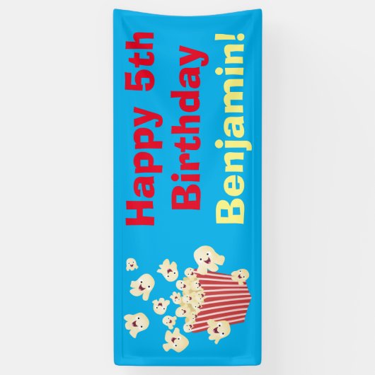Schattigee grappige springen popcorn cartoon spandoek (Verticaal)