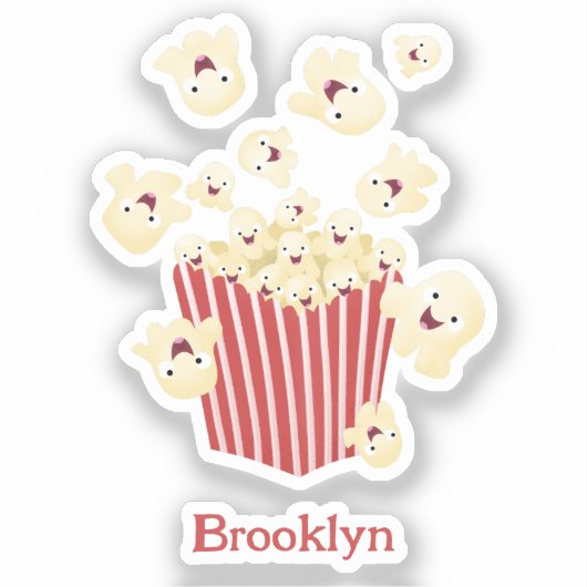 Schattigee grappige springen popcorn cartoon sticker (Voorkant)