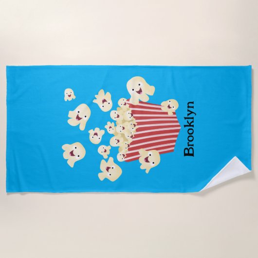 Schattigee grappige springen popcorn cartoon strandlaken (Voorkant)