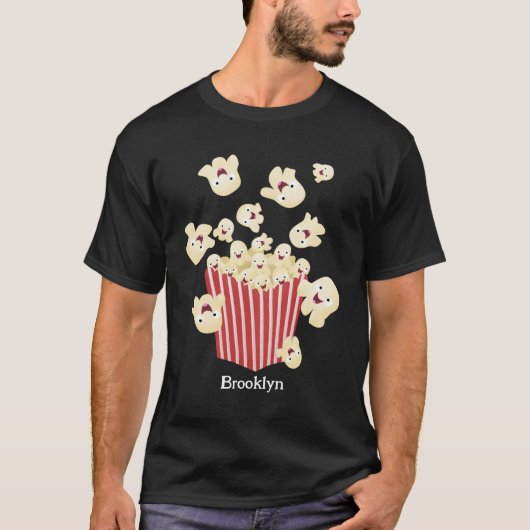 Schattigee grappige springen popcorn cartoon t-shirt (Voorkant)