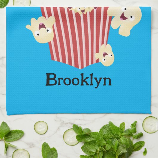 Schattigee grappige springen popcorn cartoon theedoek (Gevouwen)
