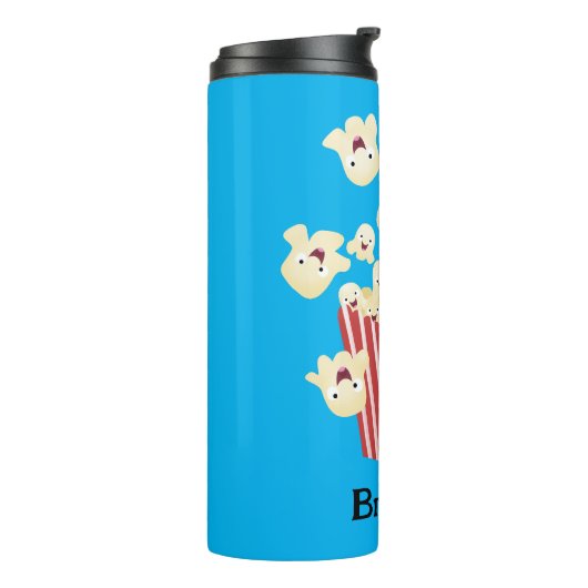 Schattigee grappige springen popcorn cartoon thermosbeker (Gedraaid links)