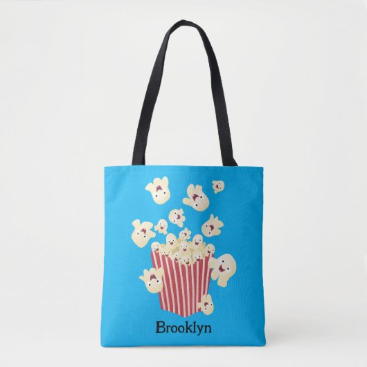 Schattigee grappige springen popcorn cartoon tote bag (Voorkant)