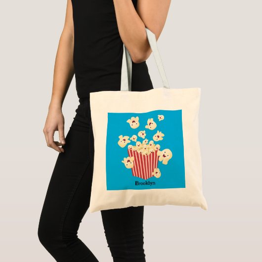 Schattigee grappige springen popcorn cartoon tote bag (Voorkant (product))