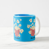 Schattigee grappige springen popcorn cartoon tweekleurige koffiemok (Voorkant rechts)