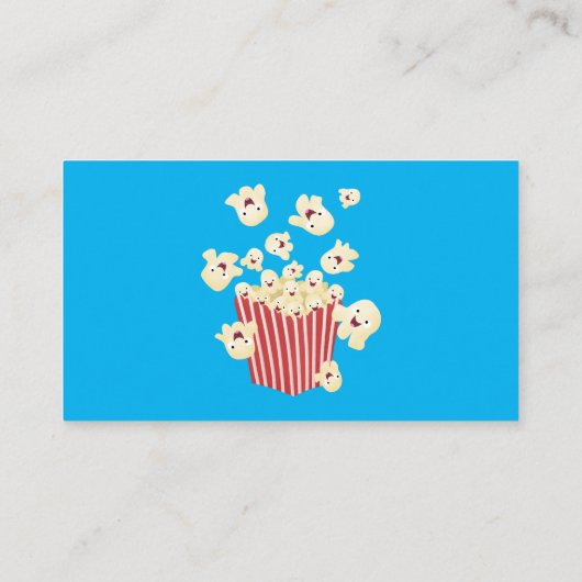 Schattigee grappige springen popcorn cartoon visitekaartje (Achterkant)