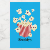 Schattigee grappige springen popcorn cartoon voedselcontainer etiket (Enkel label)