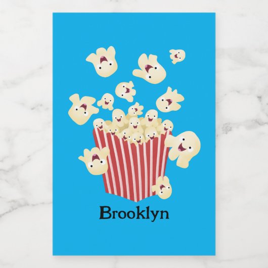 Schattigee grappige springen popcorn cartoon voedselcontainer etiket (Enkel label)