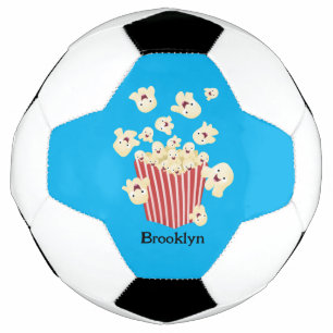 Schattigee grappige springen popcorn cartoon voetbal