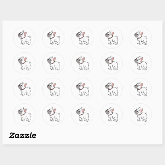 Schattigee grappige staande Franse Bulldog Ronde Sticker (Vel)