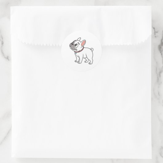 Schattigee grappige staande Franse Bulldog Ronde Sticker (Tas)